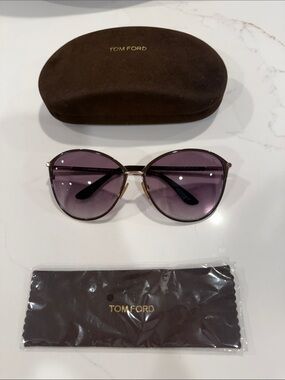Tom Ford Round Sunglasses with Purple Gradient Lenses and Gold Frame